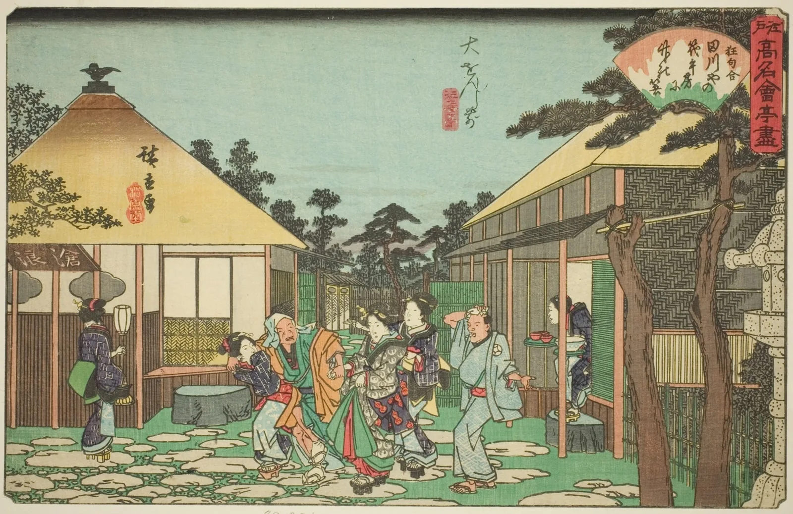 The Tagawaya Restaurant in Front of Daionji (Daionji mae, Tagawaya), from the series "Famous Restaurants of Edo (Edo komei kaitei zukushi)"