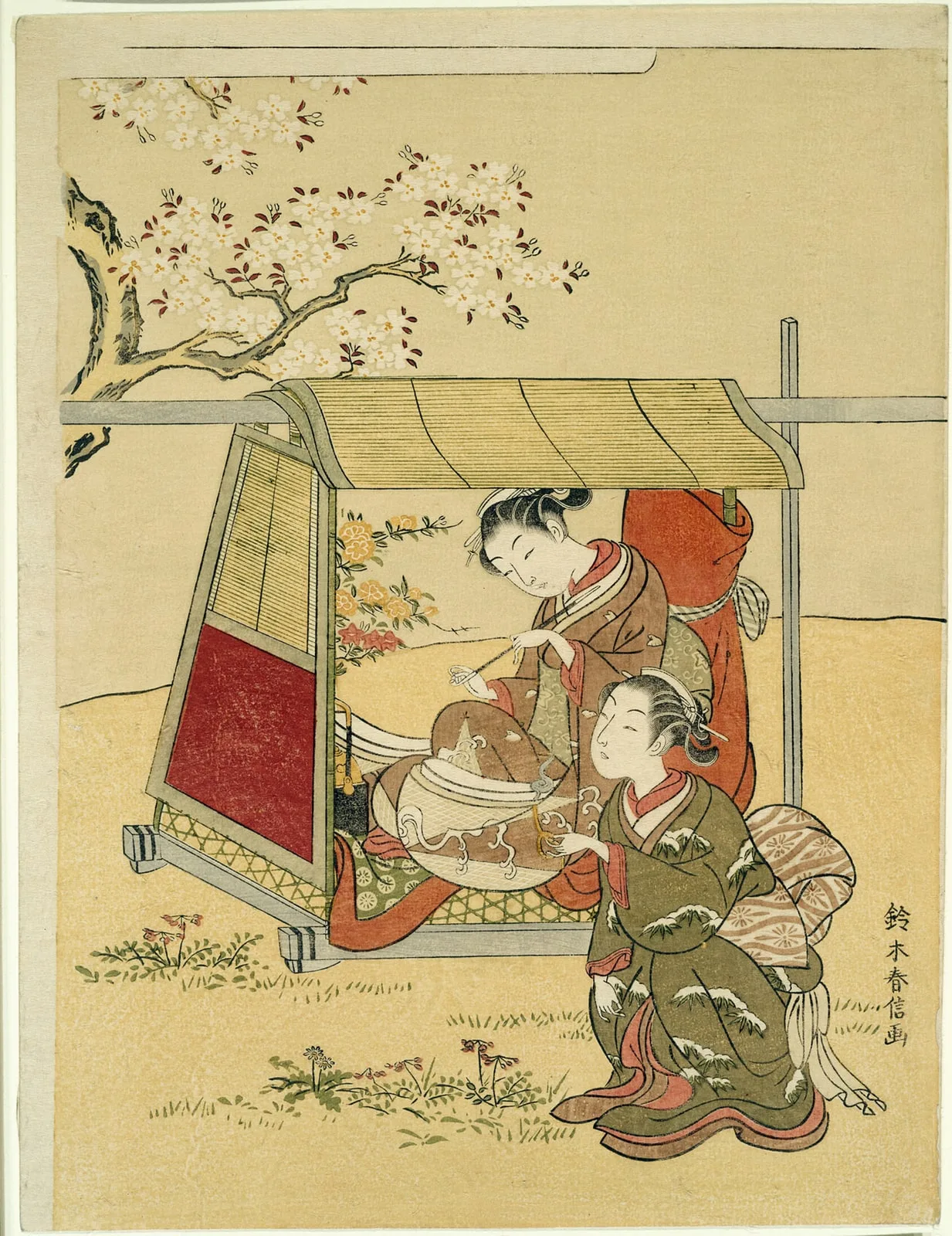 Resting in a Palanquin Beneath Cherry Blossoms