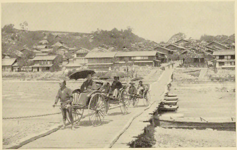 Boat Bridge at Nakasendo (Japan: Described and Illustrated by the Japanese, Section 5, leaf 50)