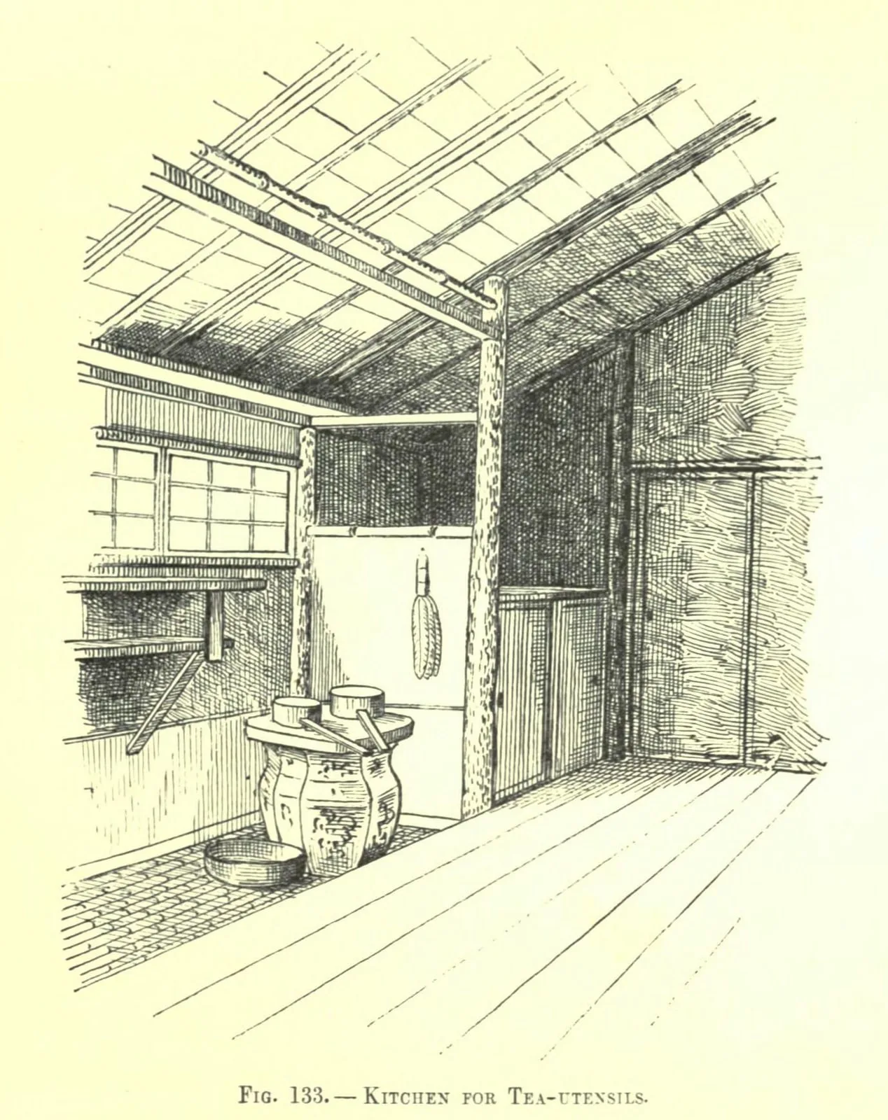 Fig. 133. KITCHEN FOR TEA-UTENSILS (Japanese Homes and Their Surroundings)