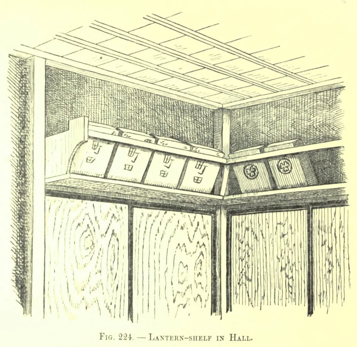 Fig. 224. LANTERN-SHELF IN HALL (Japanese Homes and Their Surroundings)