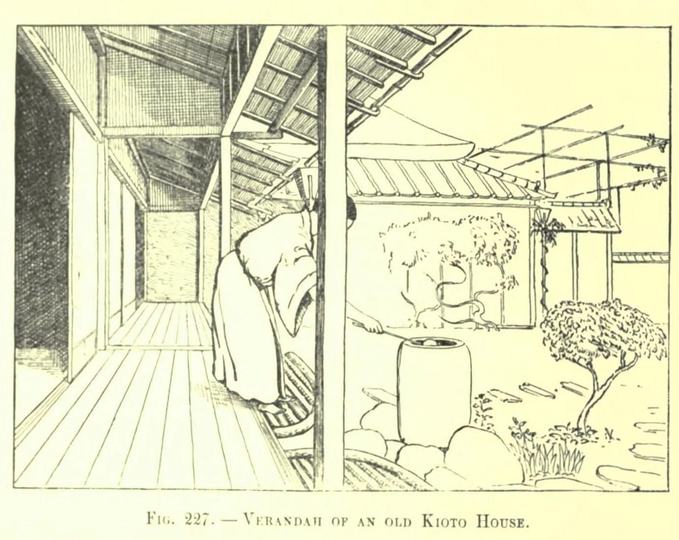 Fig. 227. VERANDAH OF AN OLD KIOTO HOUSE (Japanese Homes and Their Surroundings)