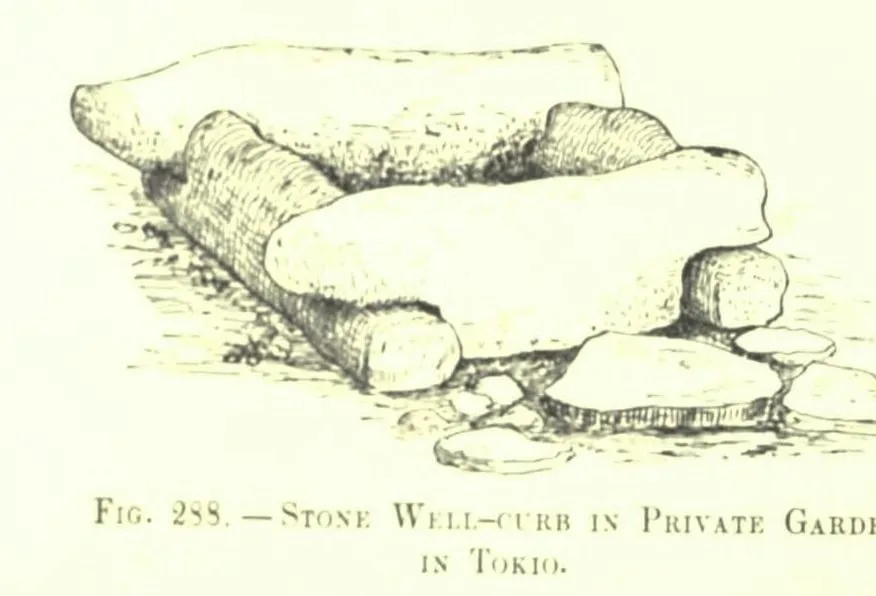 Fig. 288. STONE WELL-CURB IN PRIVATE GARDEN IN TOKIO (Japanese Homes and Their Surroundings)