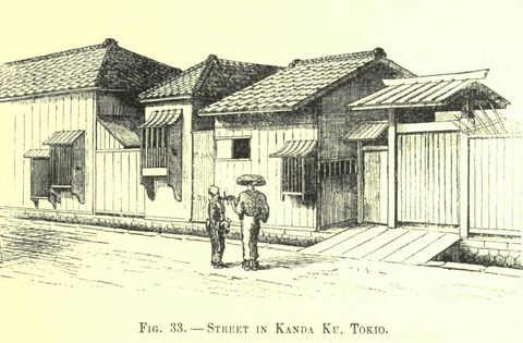 Fig. 33. STKKET IN KANDA Ku, TOKIO (Japanese Homes and Their Surroundings)
