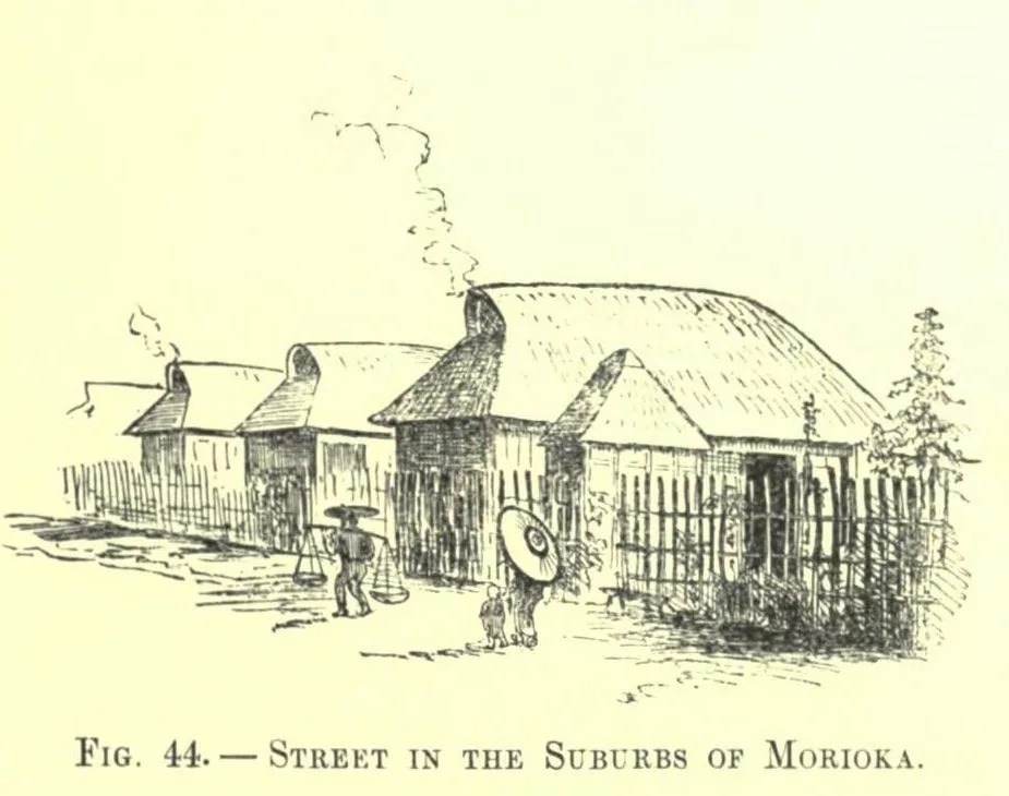 Fig. 44. STREET IN THE SUBURBS OF MORIOKA (Japanese Homes and Their Surroundings)