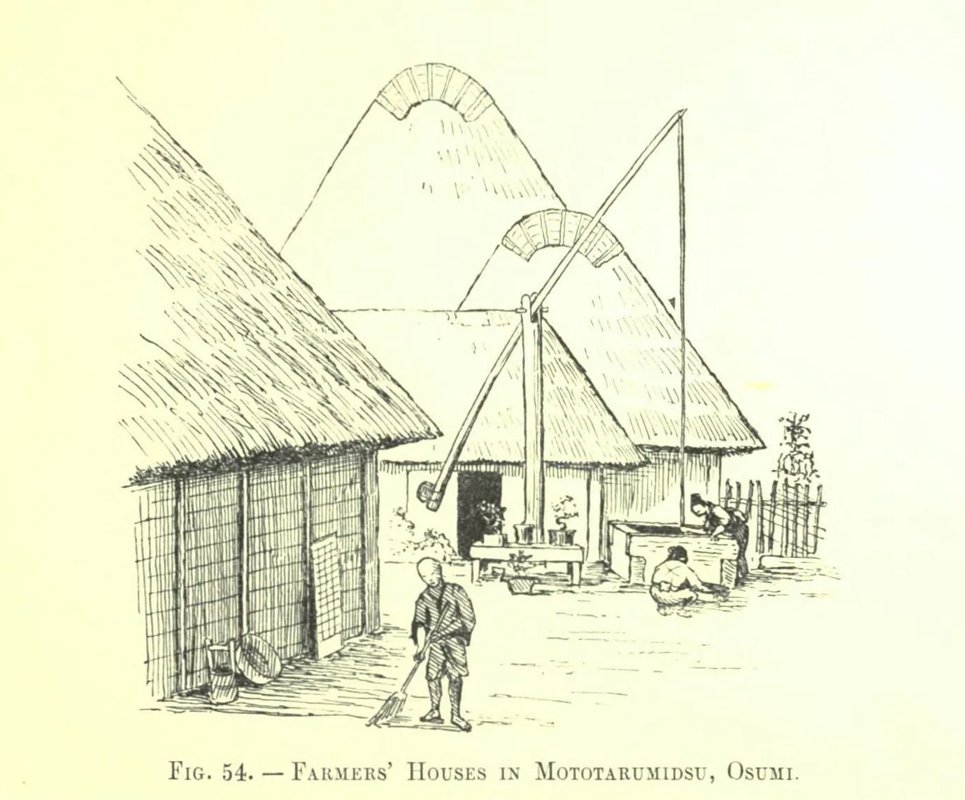 Fig. 54. FARMERS' HOUSES IN MOTOTARUMIDSU, OSUMI (Japanese Homes and Their Surroundings)
