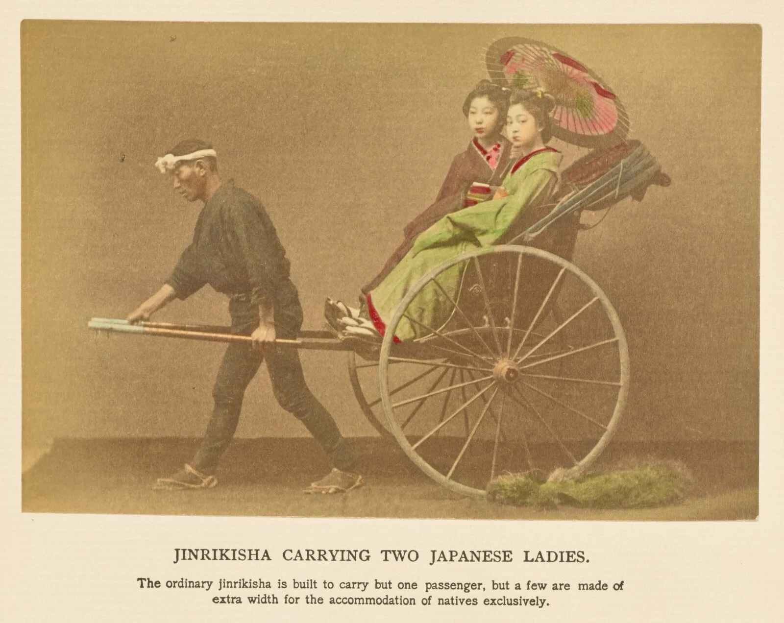 Jinrikisha Carrying Two Japanese Ladies