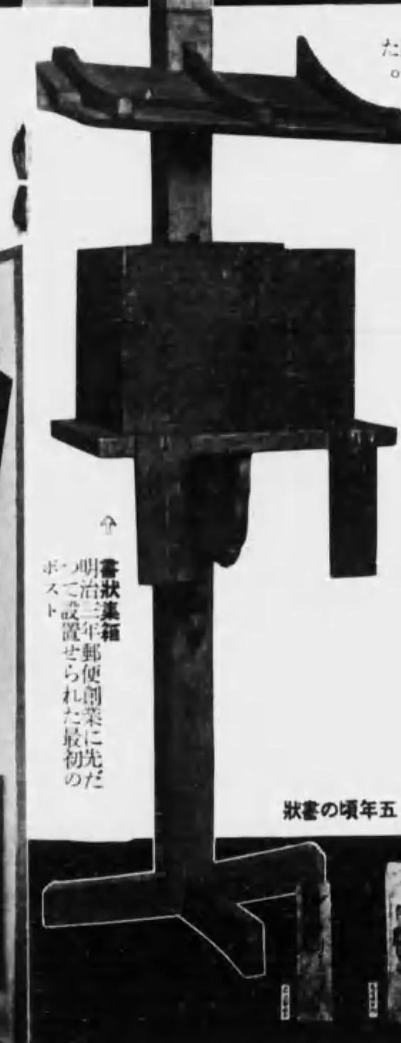 陳列された明治の書状集箱（逓信博物館案内）