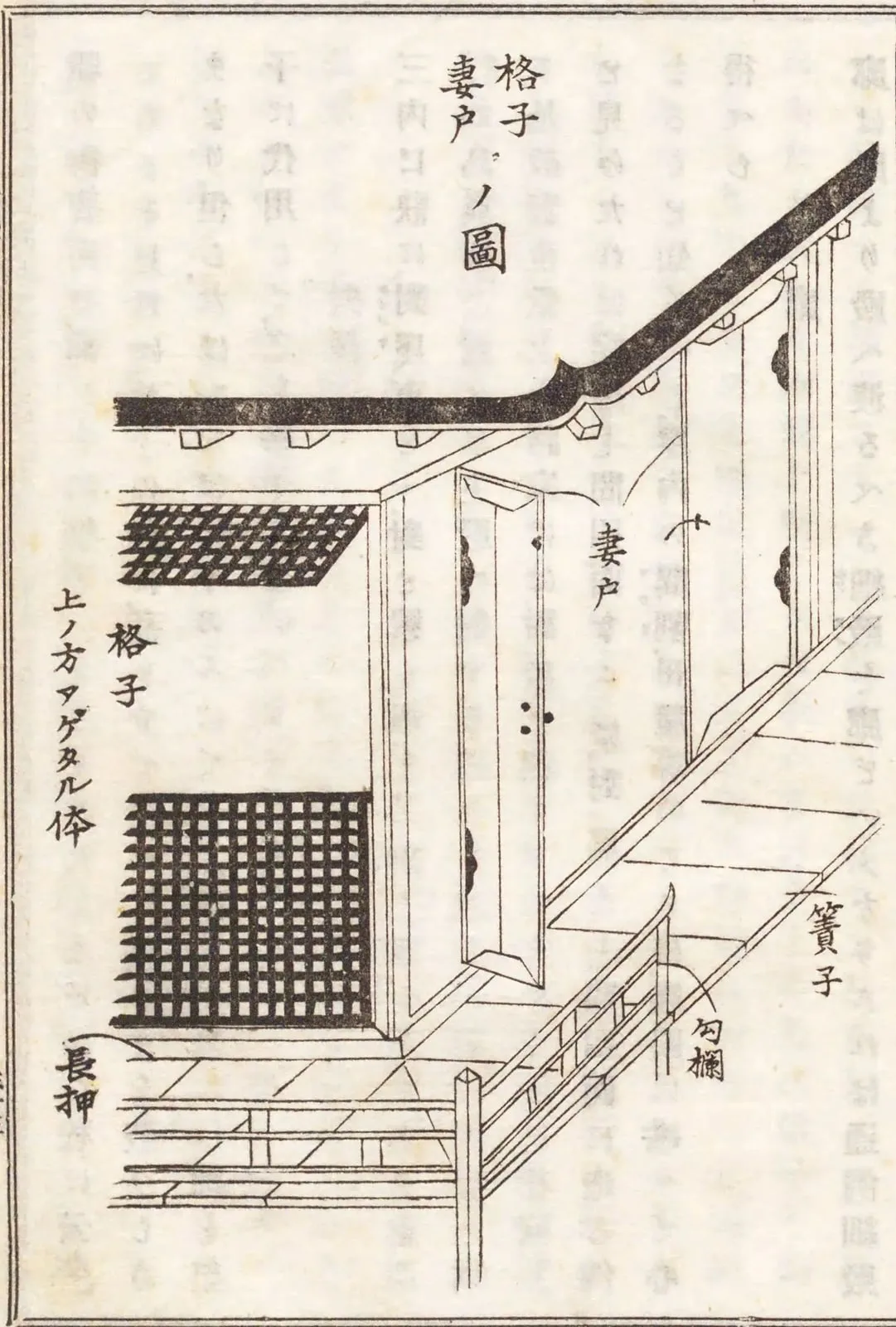 寝殿の格子と妻戸（宮殿調度図解）