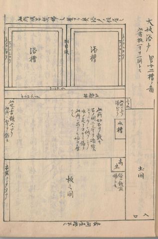 大坂の湯屋の間取り（守貞謾稿 巻25（沐浴））