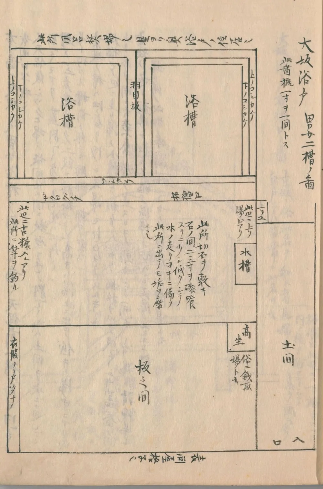 大坂の湯屋の間取り（守貞謾稿 巻25（沐浴））