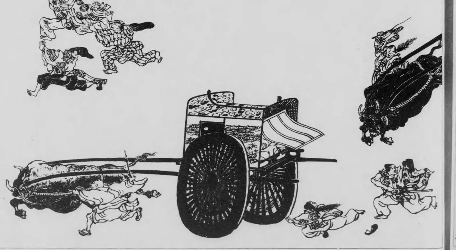 牛車と牛飼（年中行事絵巻考 巻9）