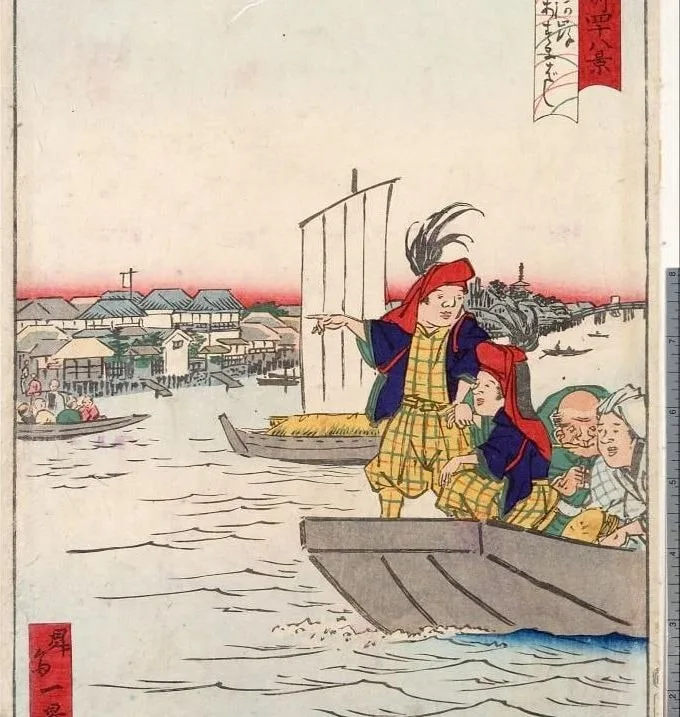 「東京名所四十八景」「御厩河岸あすまばし」