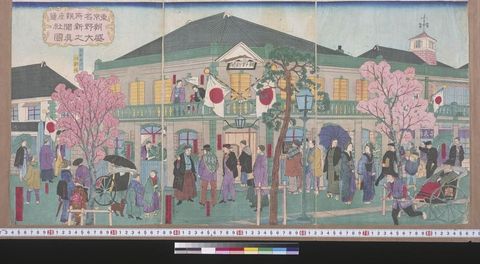 東京名所銀座通朝野新聞社盛大之真図